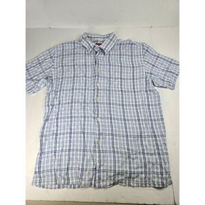 Woodys Retro Lounge Shirt‎ Adult XL Plaid Button Up Short Sleeve Hawaiian Casual